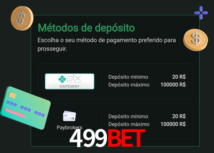 O cassino 499BET oferece uma grande variedade de métodos de pagamento